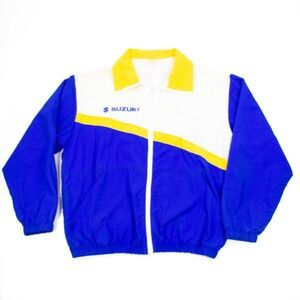 Vintage Team Suzuki‎ Racing Mens XL Blue & Yellow Nylon Jacket